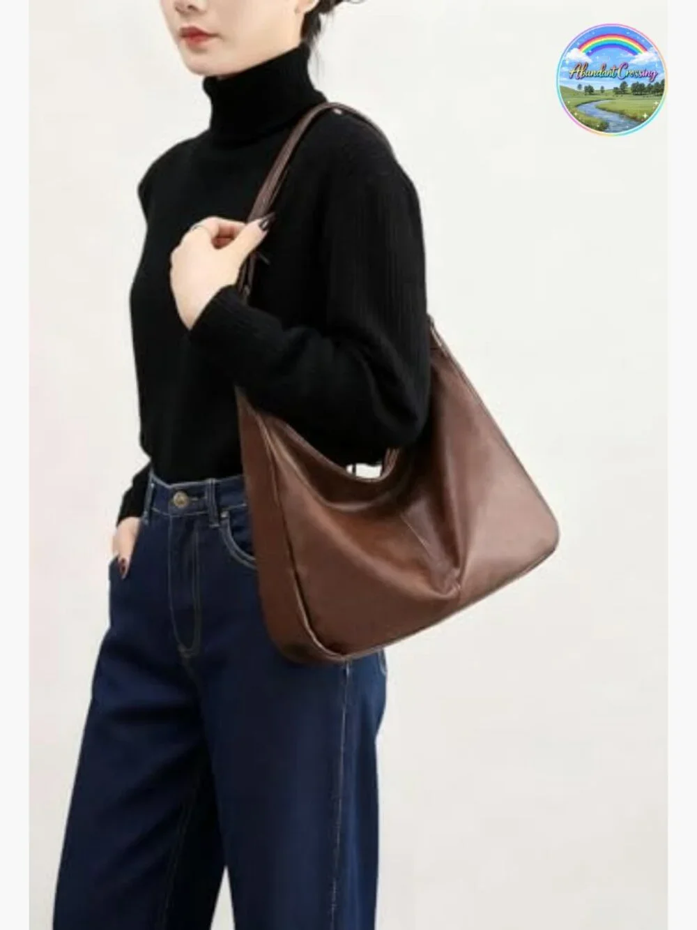 Vegan Leather Slouchy Hobo Bag Shoulder Tote Crossbody Purse